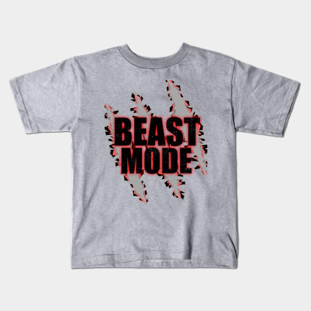 Beast Mode Claw Gym Fitness Design Kids T-Shirt by Bazzar Designs